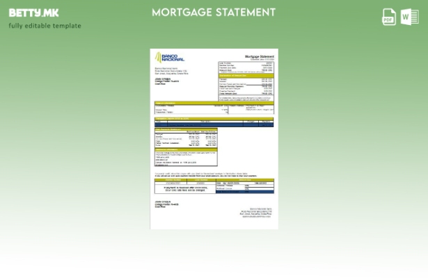 Модерен стил на Костарика Банко Национален шаблон за извод на банкарска хипотека